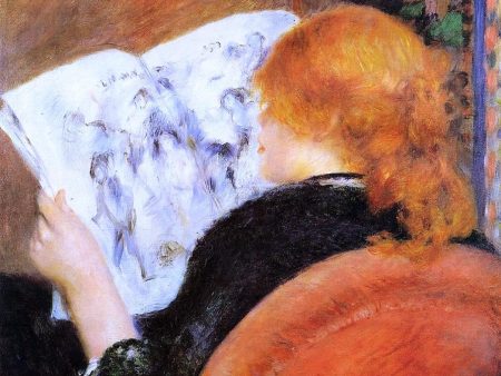 Young Woman Reading an Illustrated Journal by Pierre Auguste Renoir - Hand-Painted Oil Painting on Canvas For Cheap