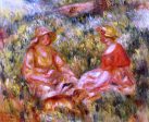 Two Women in the Grass by Pierre Auguste Renoir - Hand-Painted Oil Painting on Canvas on Sale