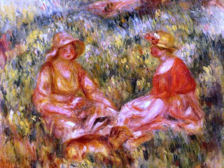 Two Women in the Grass by Pierre Auguste Renoir - Hand-Painted Oil Painting on Canvas on Sale