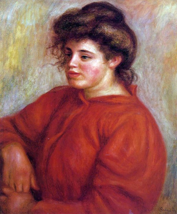 Woman in a Red Blouse by Pierre Auguste Renoir - Hand-Painted Oil Painting on Canvas For Cheap