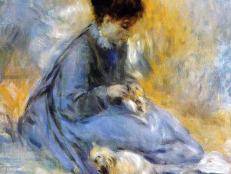 Young Woman with a Dog by Pierre Auguste Renoir - Hand-Painted Oil Painting on Canvas For Discount