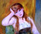 Young Blond Woman by Pierre Auguste Renoir - Hand-Painted Oil Painting on Canvas For Sale