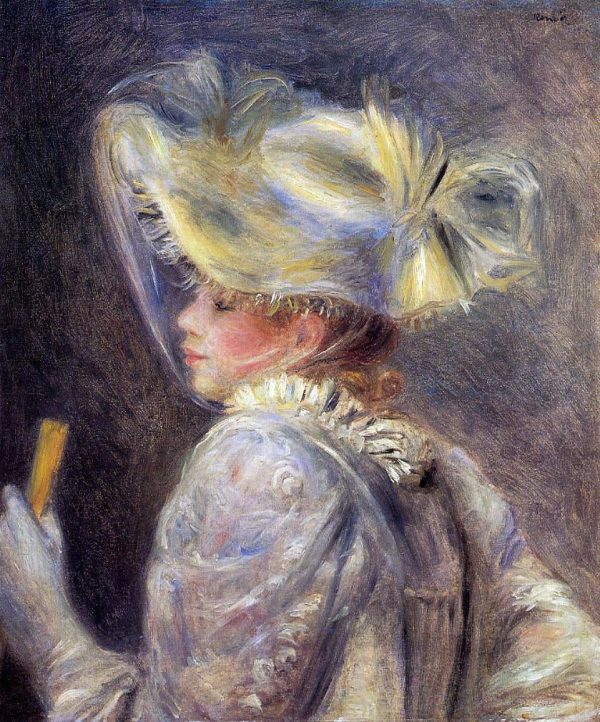 Woman in a White Hat by Pierre Auguste Renoir - Hand-Painted Oil Painting on Canvas Supply