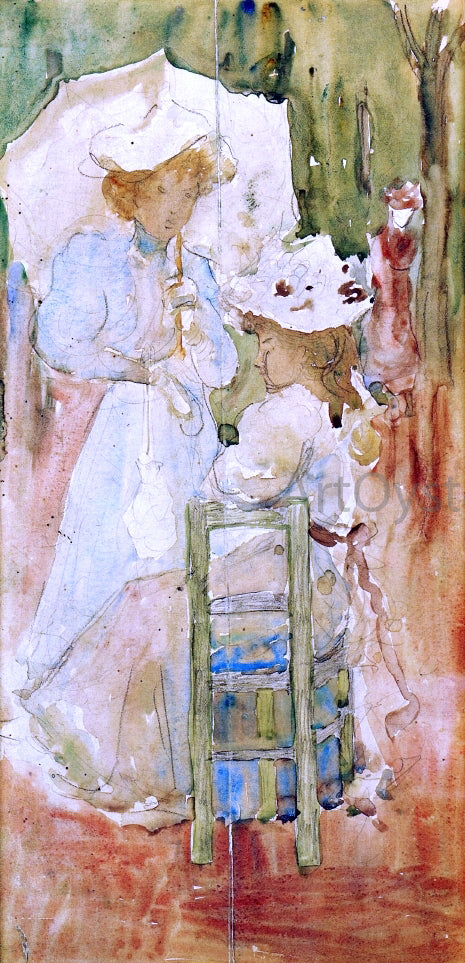 Two Women in a Park by Maurice Prendergast - Hand-Painted Oil Painting on Canvas Hot on Sale