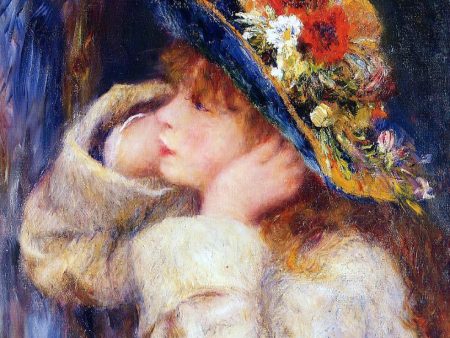 Young Girl in a Hat Decorated with Wildflowers by Pierre Auguste Renoir - Hand-Painted Oil Painting on Canvas Discount