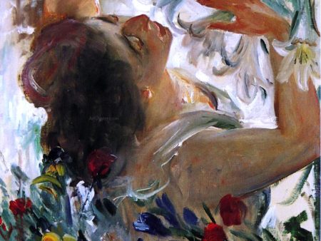 Woman with Lilies in a Greenhouse by Lovis Corinth - Hand-Painted Oil Painting on Canvas Supply