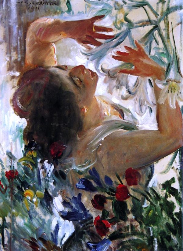 Woman with Lilies in a Greenhouse by Lovis Corinth - Hand-Painted Oil Painting on Canvas Supply