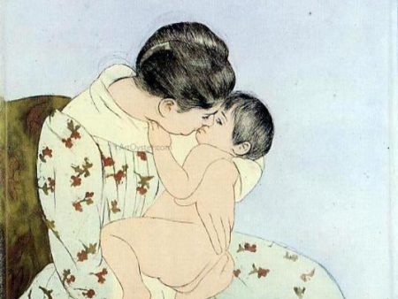 The Kiss by Mary Cassatt - Hand-Painted Oil Painting on Canvas Sale