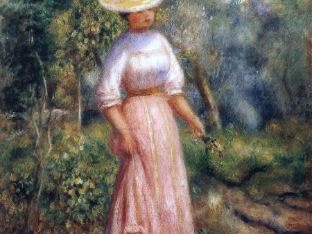 Young Woman in Red in the Fields by Pierre Auguste Renoir - Hand-Painted Oil Painting on Canvas Online