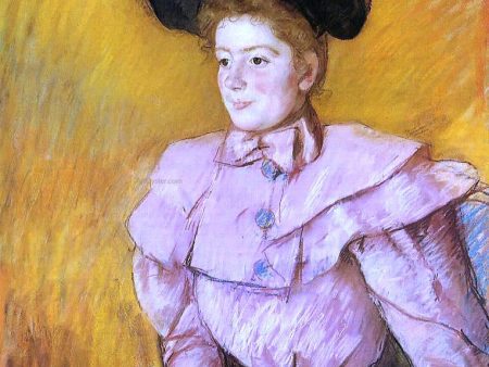 Woman in a Black Hat and a Raspberry Pink Costume by Mary Cassatt - Hand-Painted Oil Painting on Canvas Online Sale