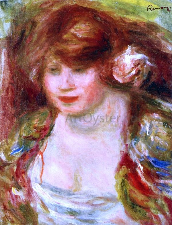 Woman Wearing a Rose - Andree by Pierre Auguste Renoir - Hand-Painted Oil Painting on Canvas Sale