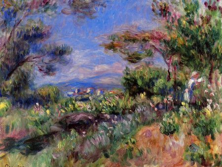 Young Woman in a Landscape, Cagnes by Pierre Auguste Renoir - Hand-Painted Oil Painting on Canvas Cheap