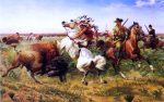 The Great Royal Buffalo Hunt by Louis Maurer - Hand-Painted Oil Painting on Canvas Supply