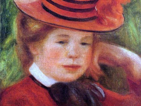 Young Girl in a Red Hat by Pierre Auguste Renoir - Hand-Painted Oil Painting on Canvas Sale