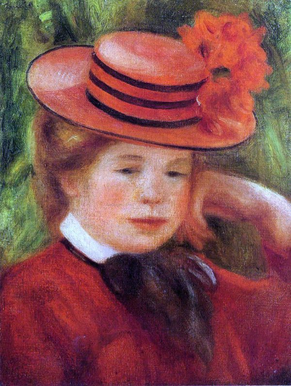 Young Girl in a Red Hat by Pierre Auguste Renoir - Hand-Painted Oil Painting on Canvas Sale