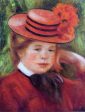 Young Girl in a Red Hat by Pierre Auguste Renoir - Hand-Painted Oil Painting on Canvas Sale