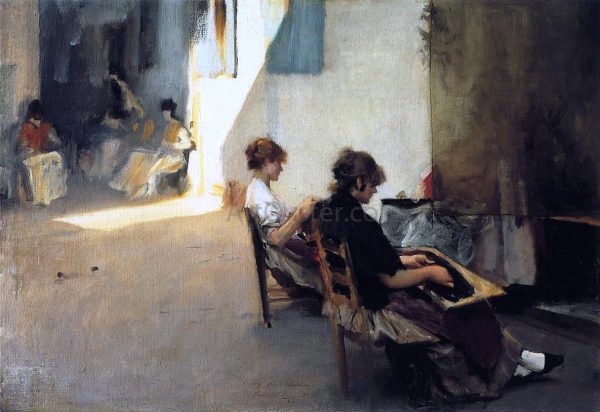 Venetian Bead Stringers by John Singer Sargent - Hand-Painted Oil Painting on Canvas Online now