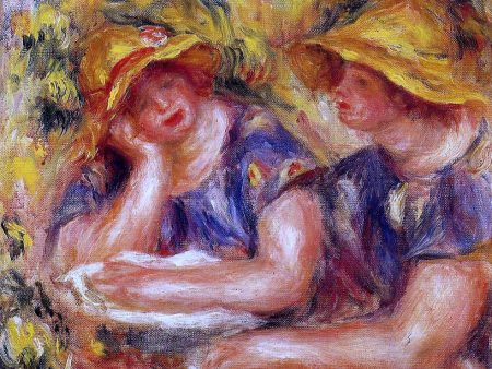 Two Women in Blue Blouses by Pierre Auguste Renoir - Hand-Painted Oil Painting on Canvas Online Sale