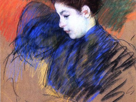 Young Woman Reflecting by Mary Cassatt - Hand-Painted Oil Painting on Canvas on Sale