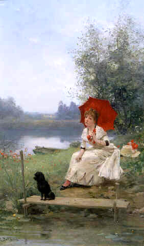 Wistful Thoughts by Jules Frederic Ballavoine - Hand-Painted Oil Painting on Canvas Online Hot Sale