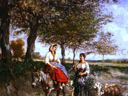 The Return Home by Jules Jacques Veyrassat - Hand-Painted Oil Painting on Canvas Hot on Sale