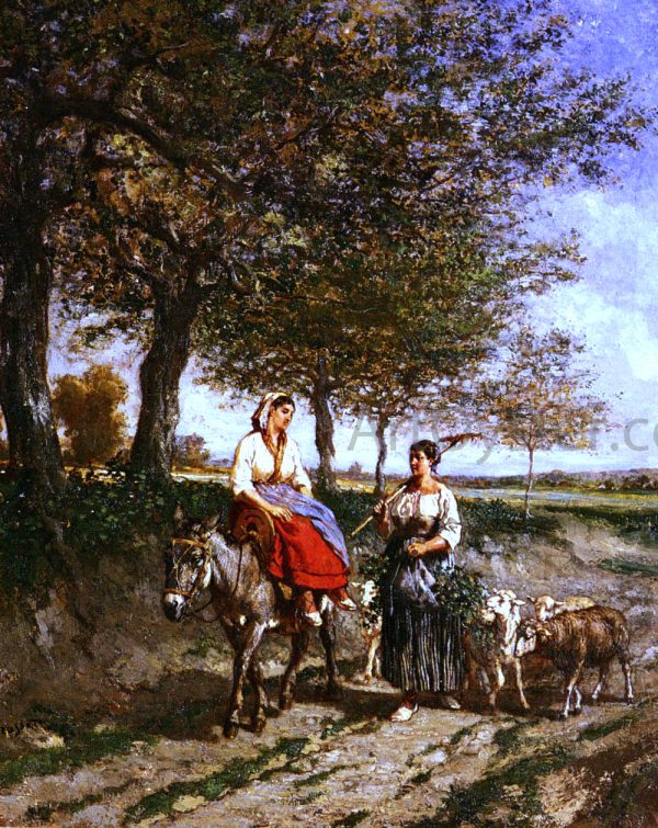 The Return Home by Jules Jacques Veyrassat - Hand-Painted Oil Painting on Canvas Hot on Sale