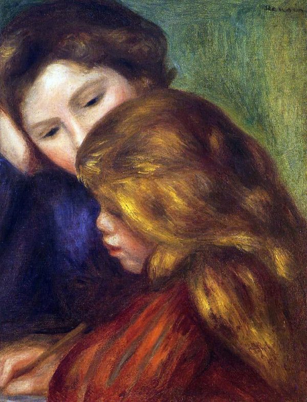 The Writing Lesson by Pierre Auguste Renoir - Hand-Painted Oil Painting on Canvas Supply