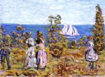 Viewing the Sailboat by Maurice Prendergast - Hand-Painted Oil Painting on Canvas Hot on Sale