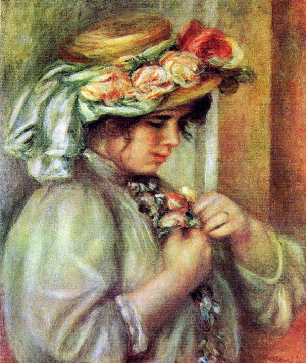 Young Girl in a Hat by Pierre Auguste Renoir - Hand-Painted Oil Painting on Canvas Hot on Sale