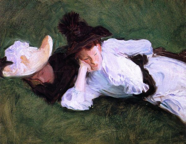 Two Girls Lying on the Grass by John Singer Sargent - Hand-Painted Oil Painting on Canvas Online Hot Sale