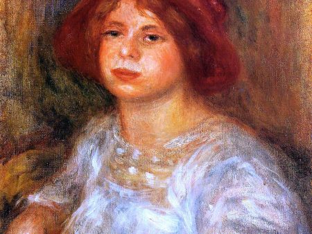 Young Girl Wearing a Red Hat by Pierre Auguste Renoir - Hand-Painted Oil Painting on Canvas on Sale