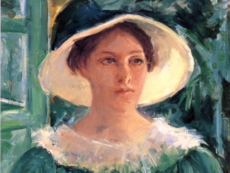 Young Woman in Green, Outdoors in the Sun by Mary Cassatt - Hand-Painted Oil Painting on Canvas For Sale