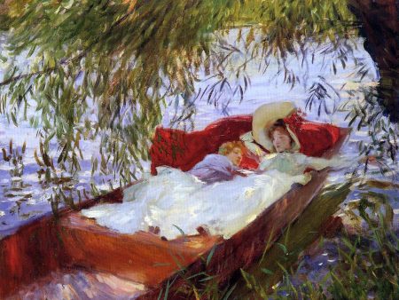 Two Women Asleep in a Punt under the Willows by John Singer Sargent - Hand-Painted Oil Painting on Canvas Discount