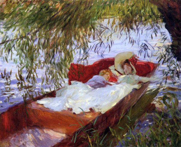 Two Women Asleep in a Punt under the Willows by John Singer Sargent - Hand-Painted Oil Painting on Canvas Discount