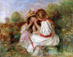 Two Little Girls by Pierre Auguste Renoir - Hand-Painted Oil Painting on Canvas Online Hot Sale