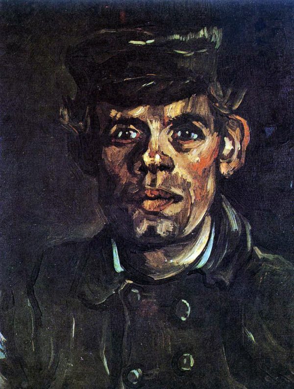 Head of a Young Peasant in a Peaked Cap by Vincent Van Gogh - Hand-Painted Oil Painting on Canvas Online now