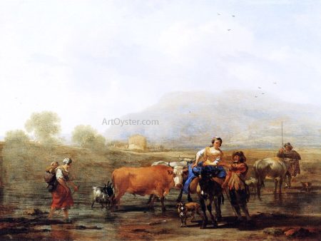 Travelling Peasants by Nicolaes Berchem - Hand-Painted Oil Painting on Canvas Discount