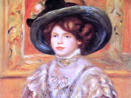 Young Woman in a Blue Hat by Pierre Auguste Renoir - Hand-Painted Oil Painting on Canvas Discount