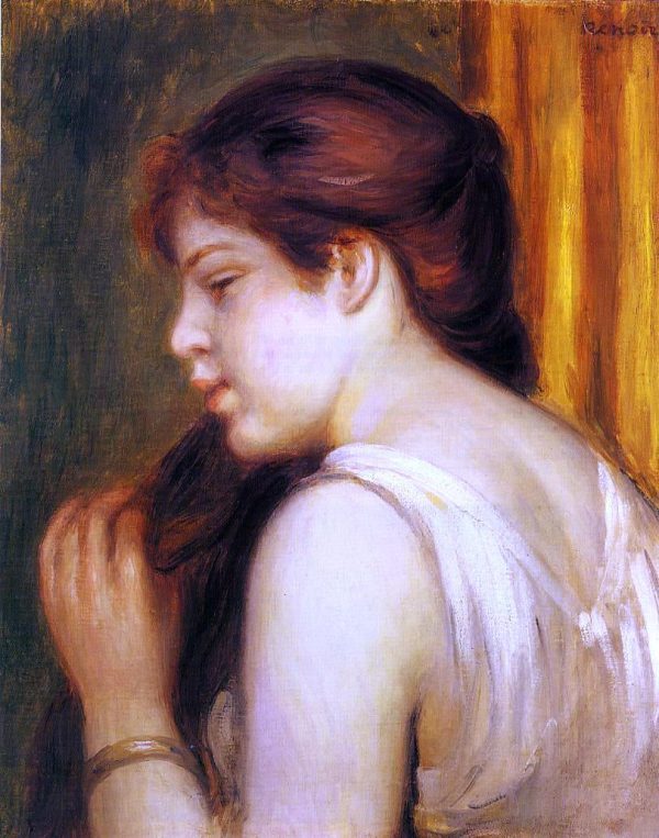 Young Girl Combing Her Hair by Pierre Auguste Renoir - Hand-Painted Oil Painting on Canvas For Sale