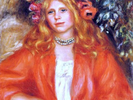 Young Woman Wearing a Garland of Flowers by Pierre Auguste Renoir - Hand-Painted Oil Painting on Canvas Online Sale