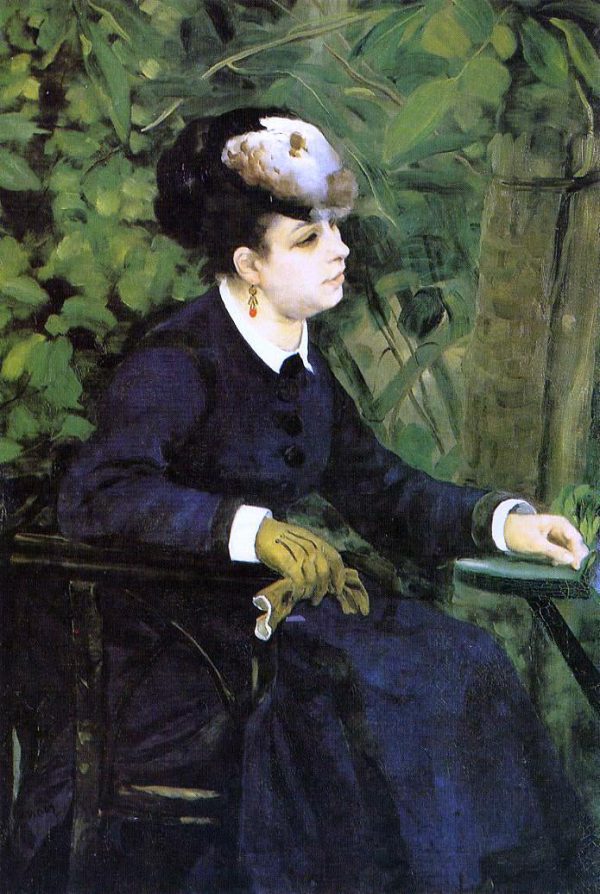 Woman in a Garden (also known as Woman with a Seagull) by Pierre Auguste Renoir - Hand-Painted Oil Painting on Canvas Fashion