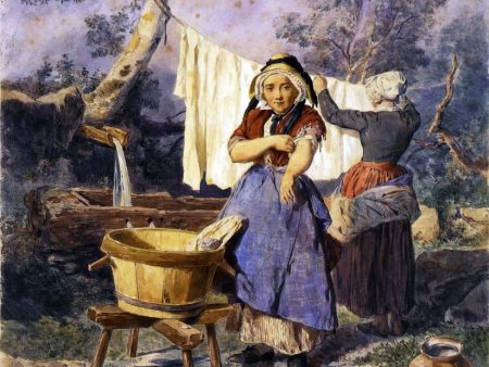 Washerwomen by  Jules Joseph Augustin Laurens - Hand-Painted Oil Painting on Canvas Cheap