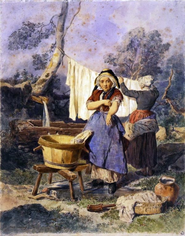 Washerwomen by  Jules Joseph Augustin Laurens - Hand-Painted Oil Painting on Canvas Cheap