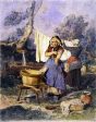 Washerwomen by  Jules Joseph Augustin Laurens - Hand-Painted Oil Painting on Canvas Cheap