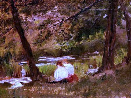 Two Women Seated by a Woodland Stream by Mary Cassatt - Hand-Painted Oil Painting on Canvas Online