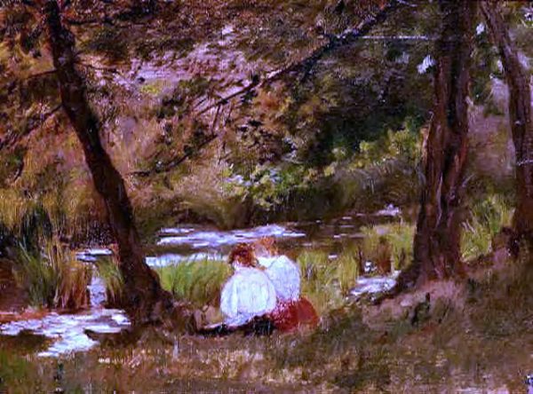 Two Women Seated by a Woodland Stream by Mary Cassatt - Hand-Painted Oil Painting on Canvas Online