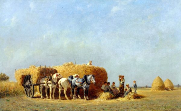 The Noonday Meal by Jules Jacques Veyrassat - Hand-Painted Oil Painting on Canvas For Discount