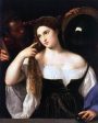 Woman with a Mirror by Titian - Hand-Painted Oil Painting on Canvas on Sale