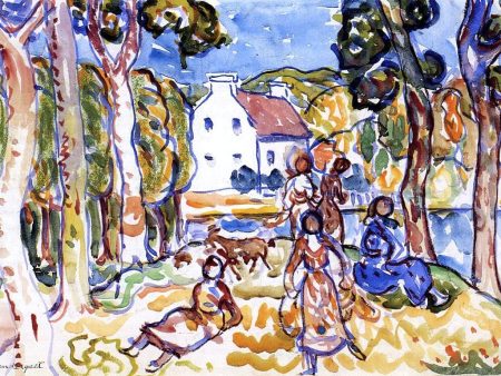 Landscape with Figures and Goat by Maurice Prendergast - Hand-Painted Oil Painting on Canvas Cheap