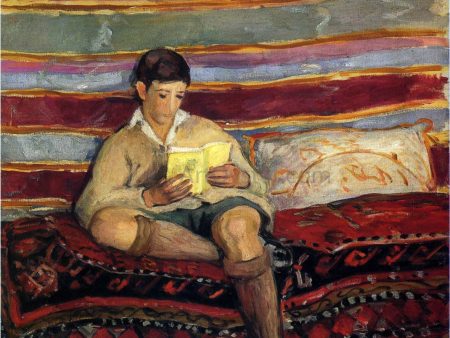 Young Boy Reading by Henri Lebasque - Hand-Painted Oil Painting on Canvas Online Sale